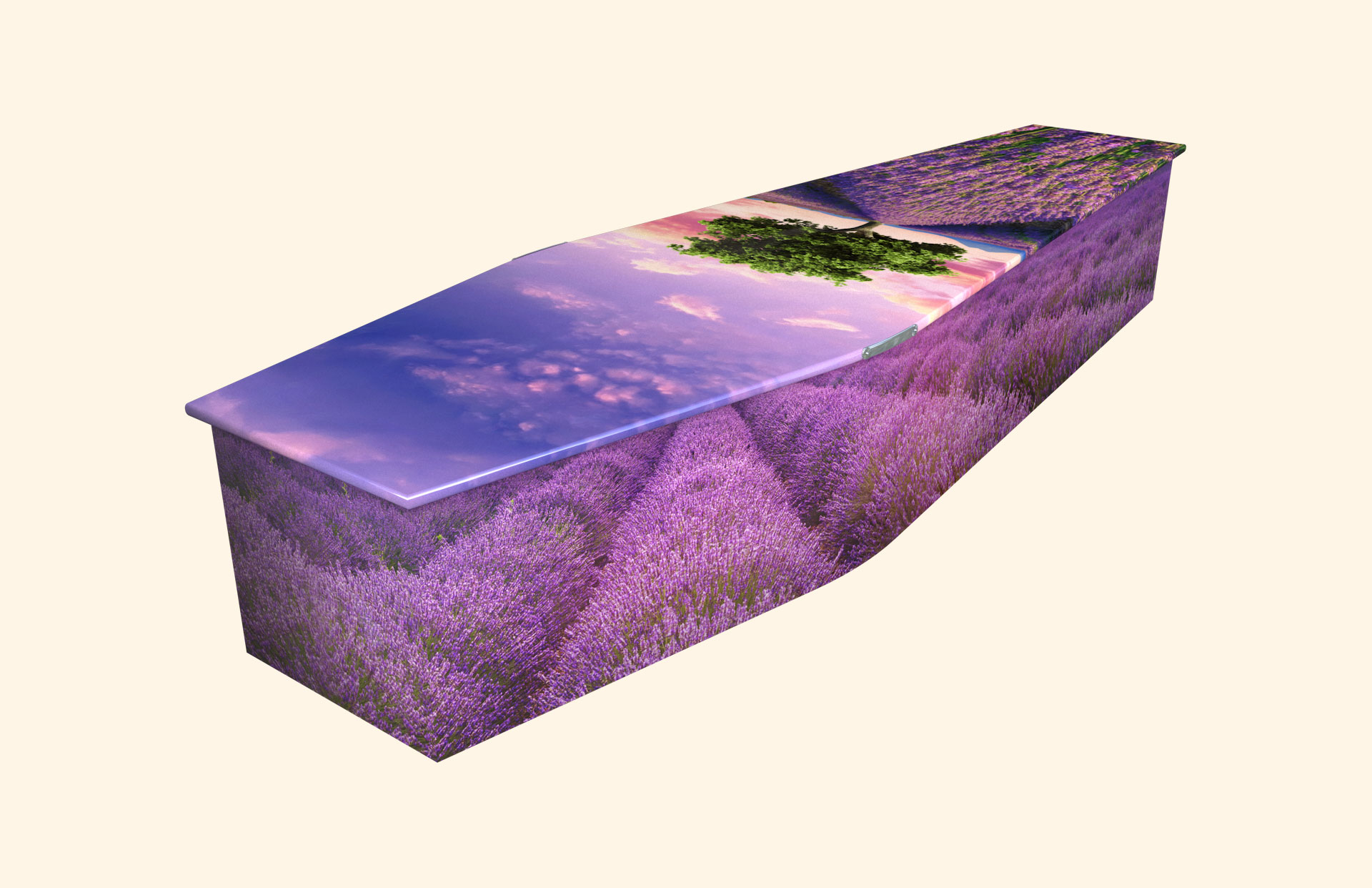 Lavender Field design on a traditional coffin